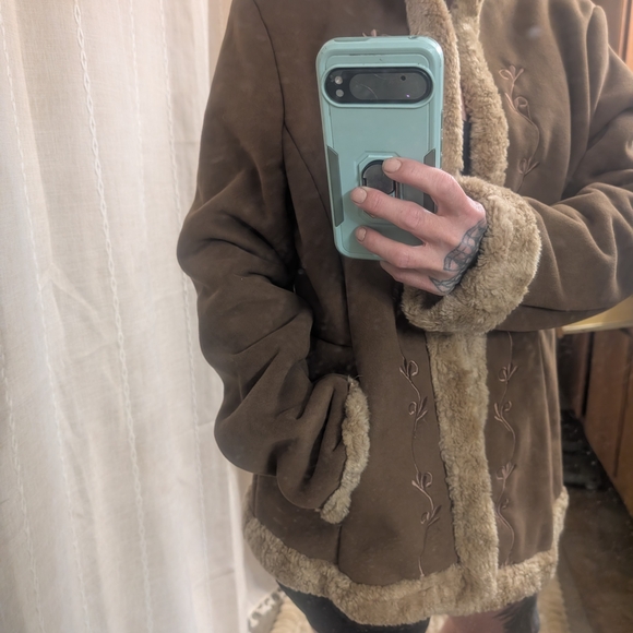 Braetan Brown Teddy-Lined Faux-Suede Jacket with Hood - Picture 9 of 10